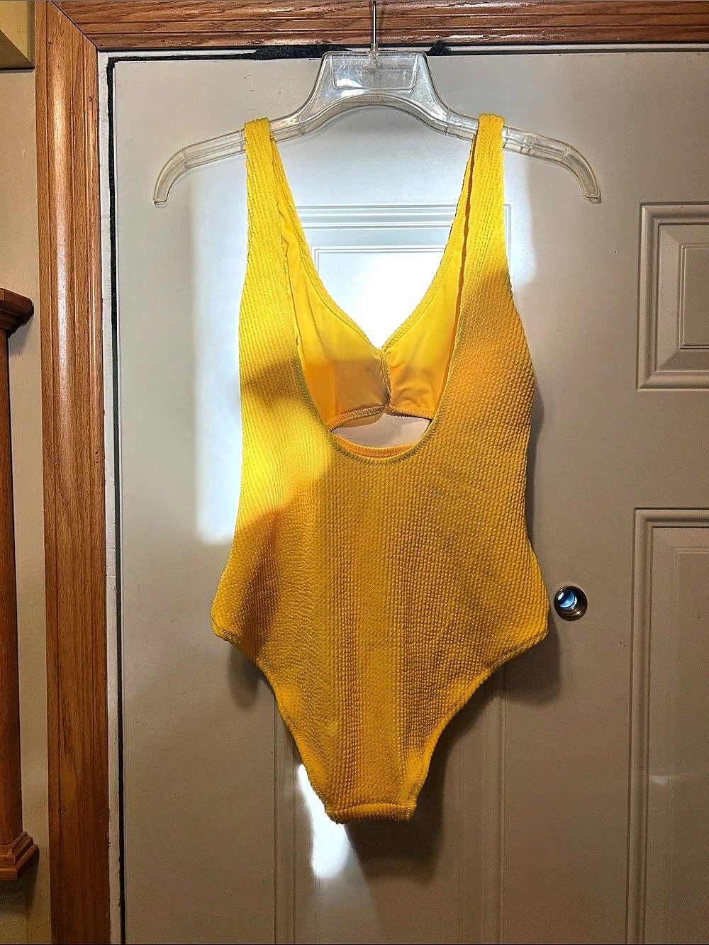 Aerie Yellow Ribbed One-Piece Swimsuit Medium